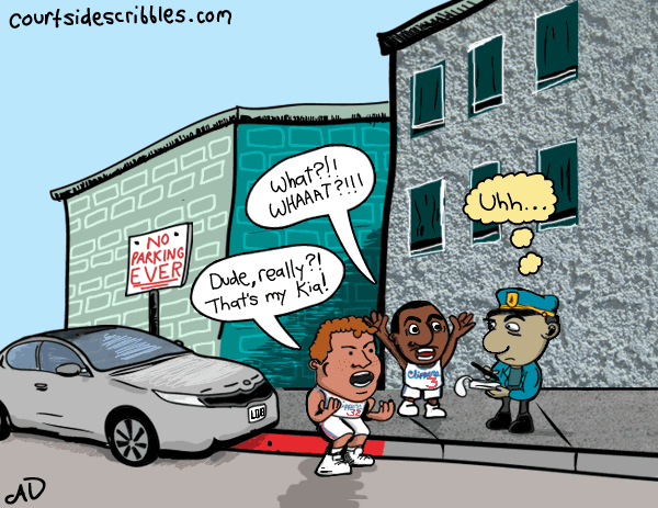blake griffin chris paul cartoons argue parking ticket police officer kia nba comics