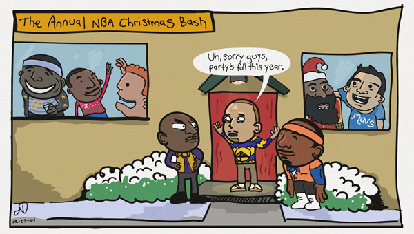 steph curry cartoons christmas party carmelo and kobe comics