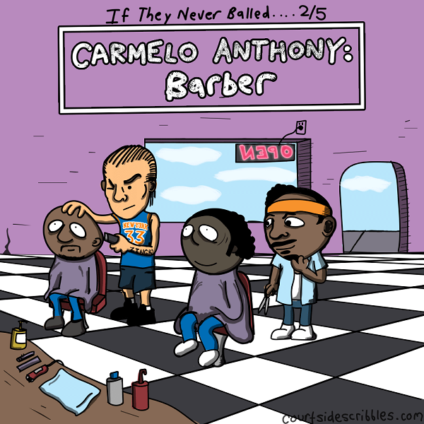 carmelo cartoons barber shop porzingis corn rows new york knicks comics